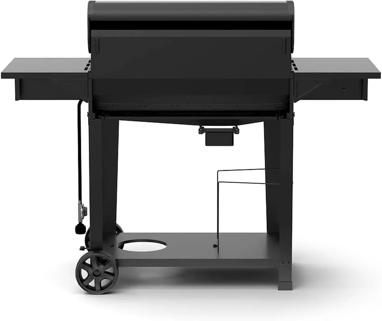 Megamaster 6-Burner Propane Barbecue Gas grill, Side Shelves With Hooks, for Camping, Outdoor Cooking, Patio, Garden Barbecue Grill, Open Cart With Side Tables, Black