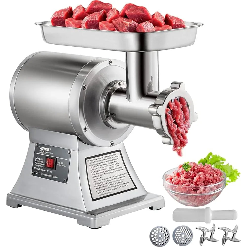 VEVOR Commercial Meat Grinder, 550LB/h 1100W Electric Meat Mincer, ETL Approved Heavy Duty Industrial Meat Mincer Machine