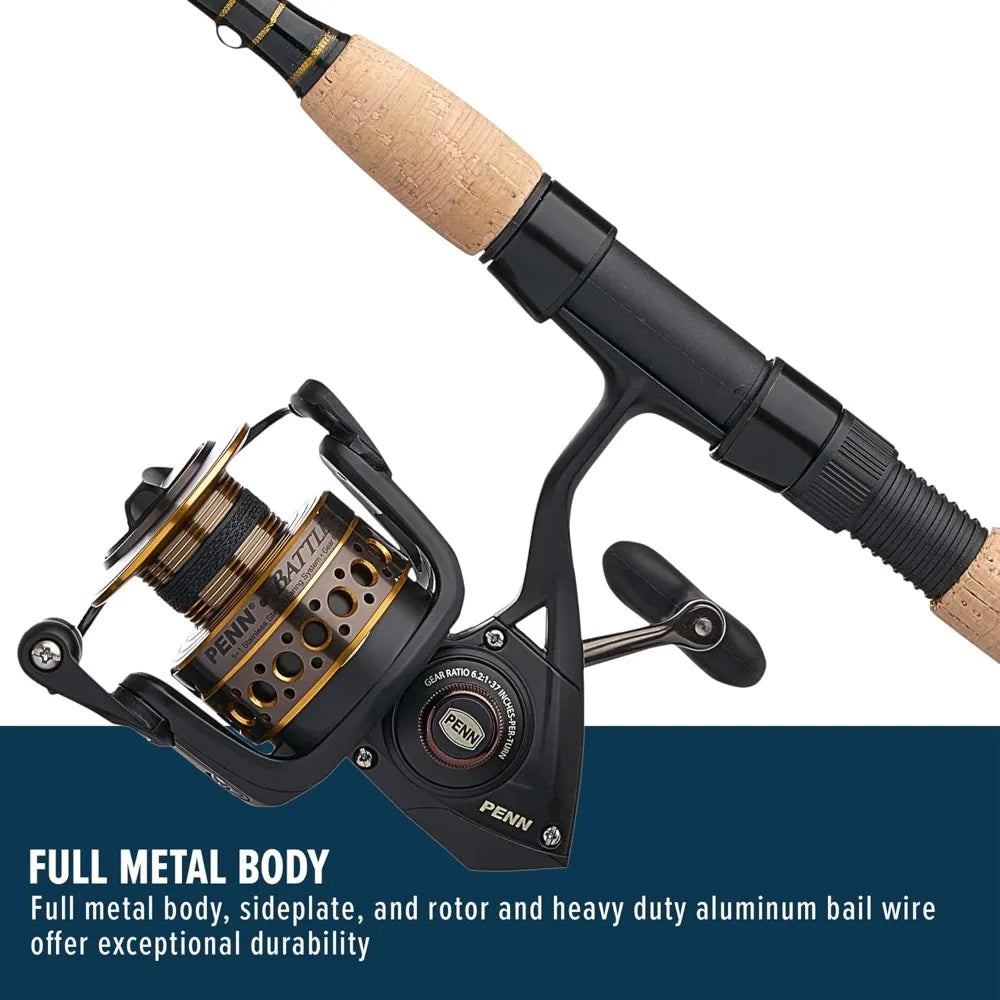 Battle Spinning Reel and Fishing Rod Combo