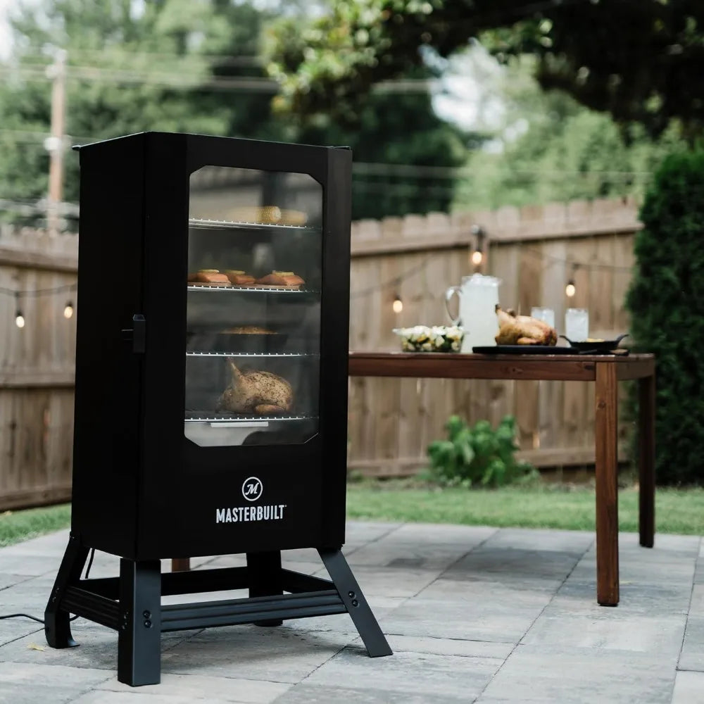 Masterbuilt 30-inch Digital Electric Vertical BBQ Smoker with Leg Kit, Side Wood Chip Loader and 710 Cooking Square Inches in Black