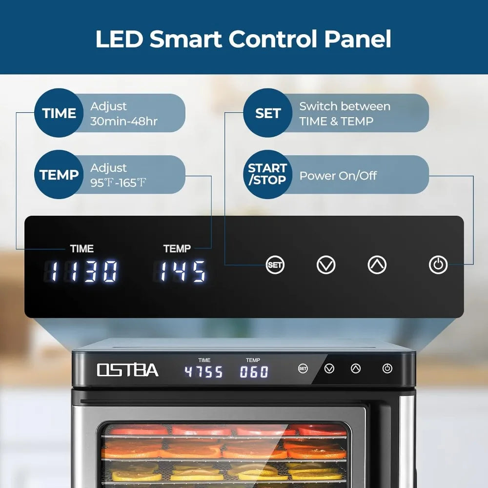 Electric Food Dehydrator With  9 Stainless Steel Trays