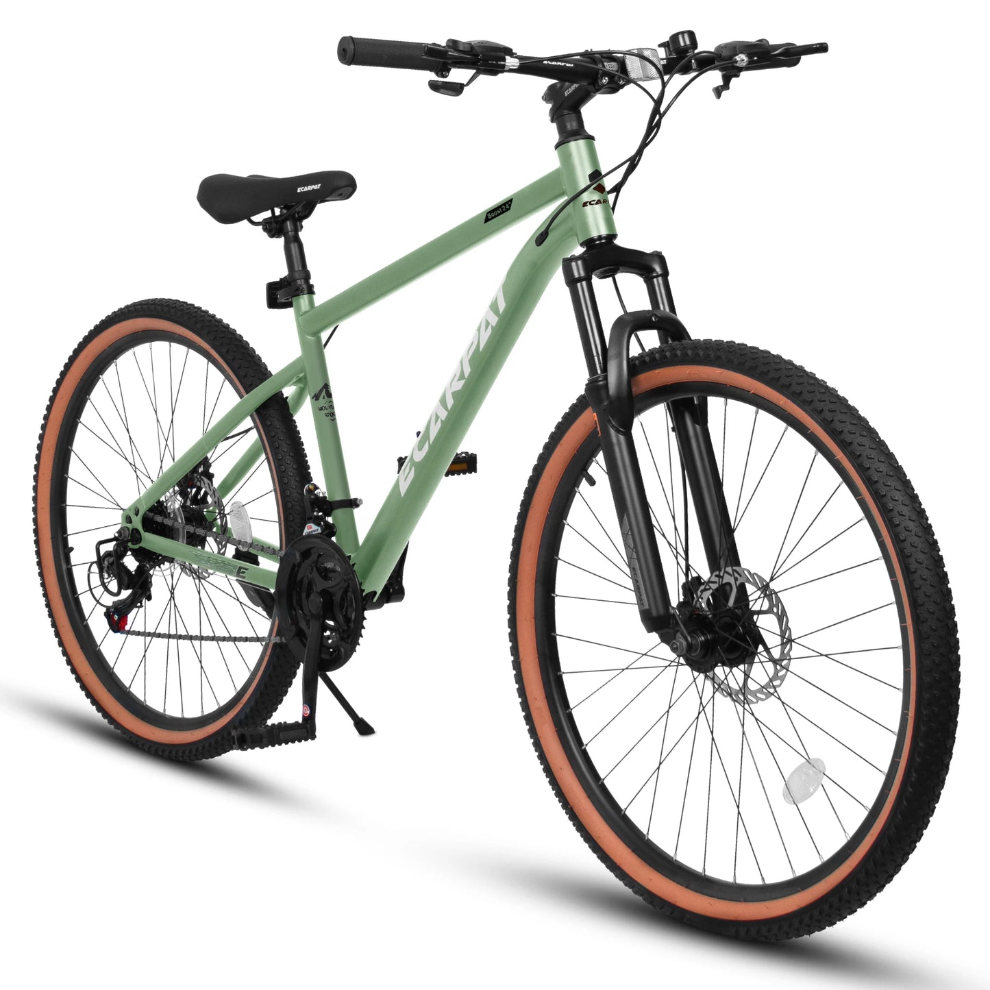 Ecarpat Mountain Bike 24 Inch Wheel, 21-Speed 15" Steel Frame, Mens Womens Trail/Commuter/Mountain Bike Disc Brake