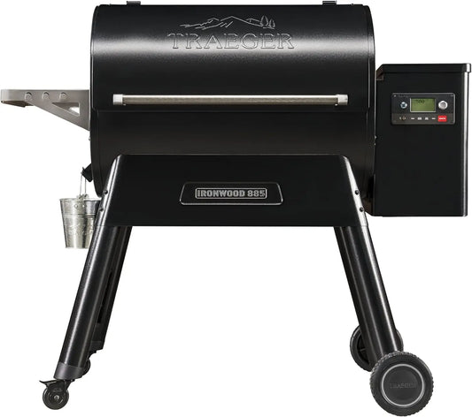 Traeger Grills Ironwood 885 Electric Wood Pellet Grill and Smoker, Black, 885 Square Inches Cook Area, 500 Degree Max Temperature, Meat Probe, 6 in 1 BBQ Grill with WiFi and app connectivity