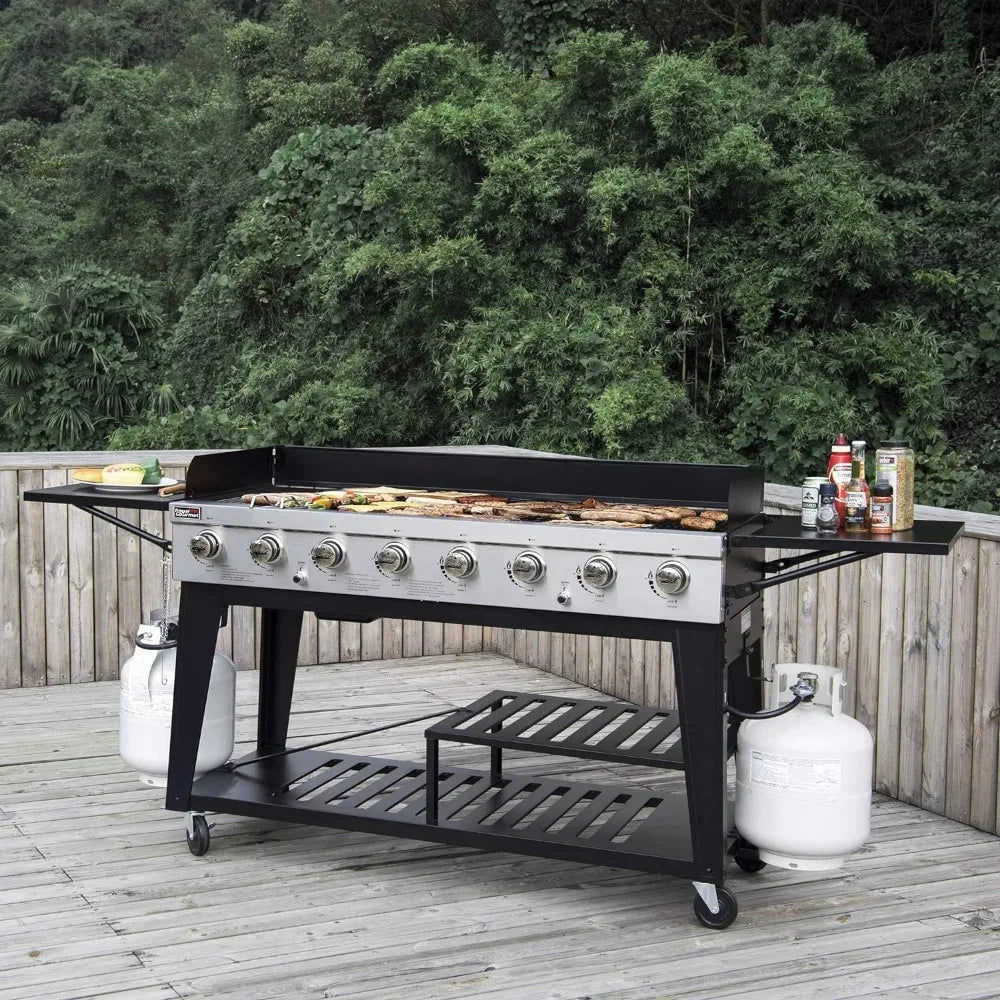 8-Burner Liquid Propane Grill, 104,000 BTU, Independently Controlled Dual Systems