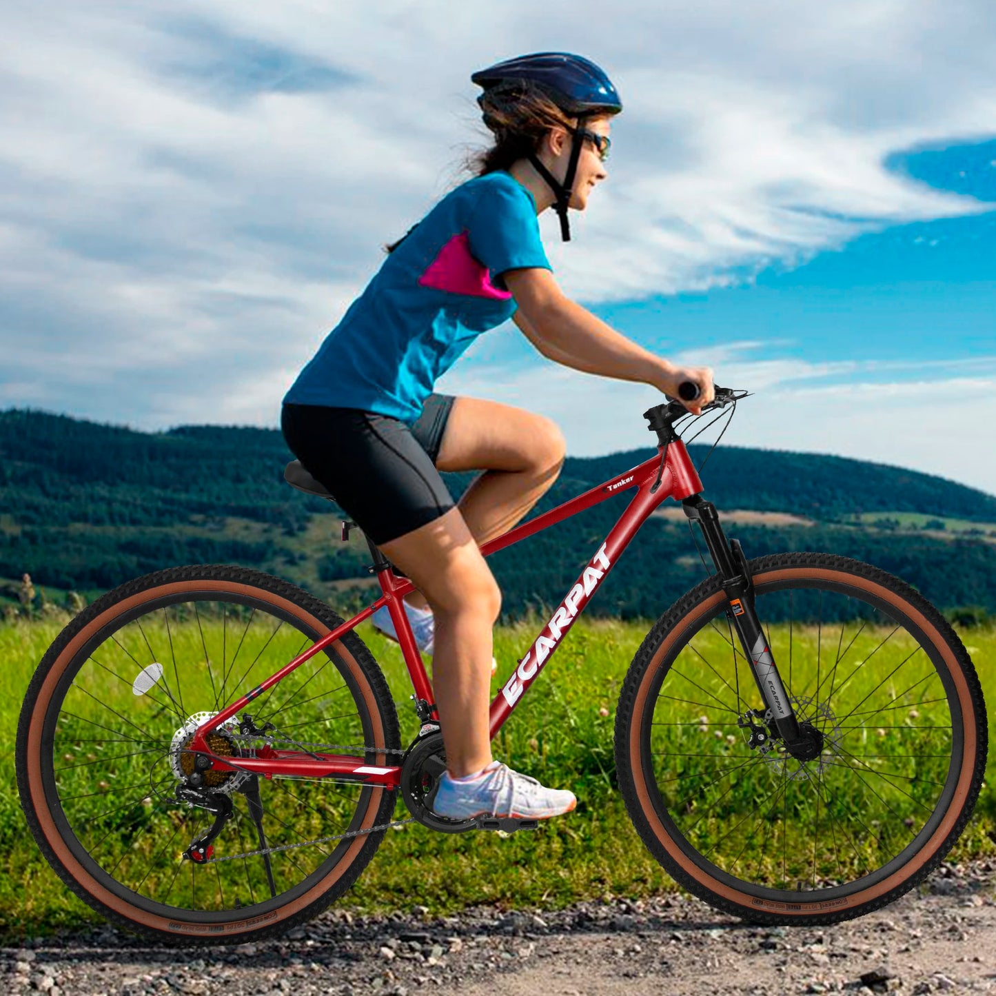 Ecarpat Mountain Bike 27.5 Inch Wheels, 21-Speed Mountain Bike, Aluminium Frame Disc Brakes Thumb Shifter Front Fork Bicycle