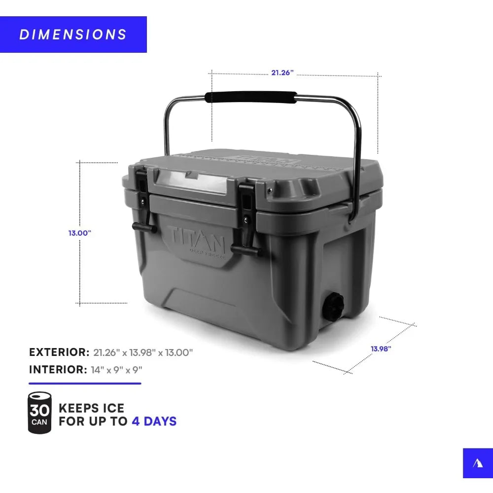 20 Quart Titan Hard Ice Chest Cooler with Microban Protection