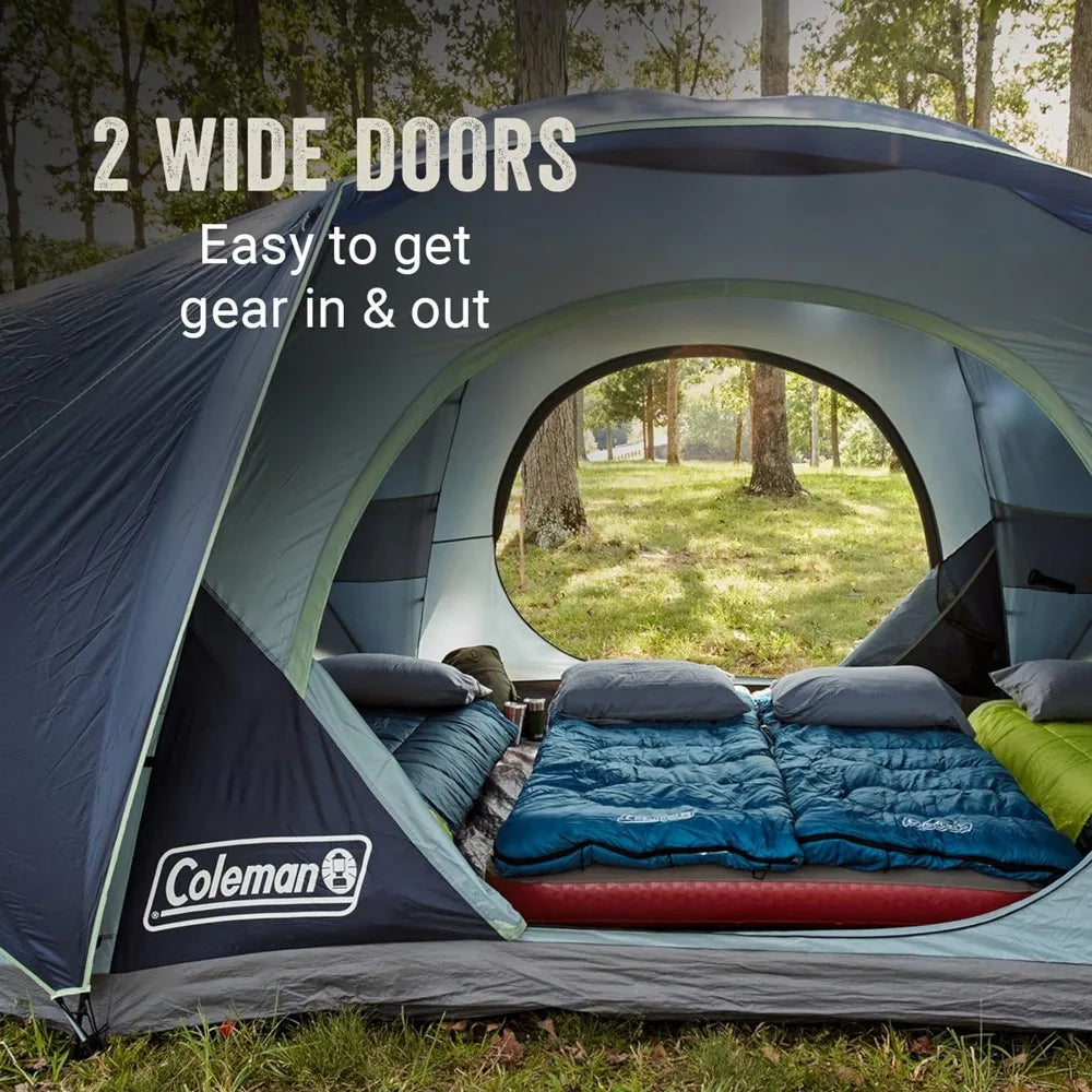 Coleman Skydome XL Family Camping Tent, 8/10/12 Person Dome Tent with 5 Minute Setup, Includes Rainfly, Carry Bag, Storage Pockets, Ventilation, and Weatherproof Liner, Blue Nights