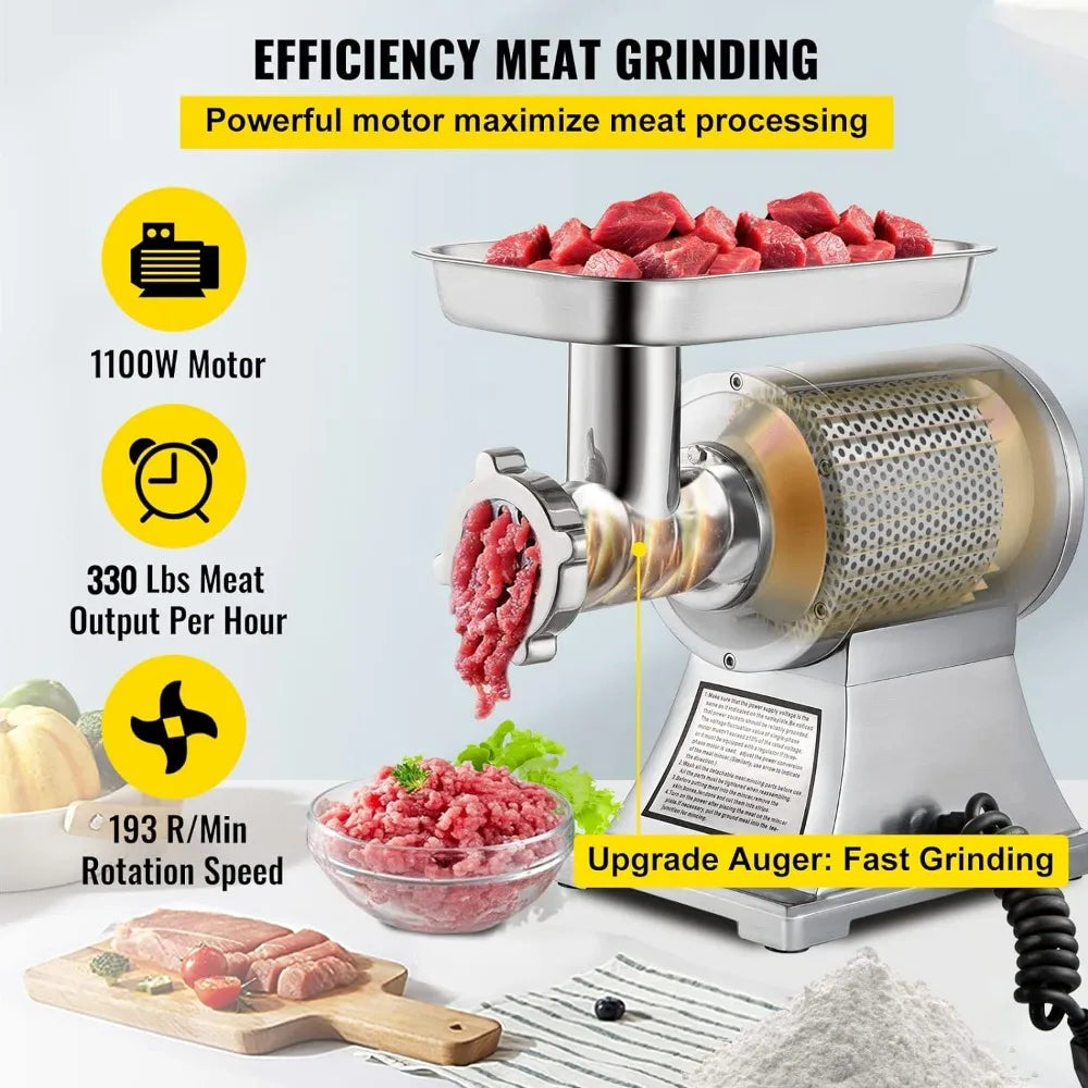 VEVOR Commercial Meat Grinder, 550LB/h 1100W Electric Meat Mincer, ETL Approved Heavy Duty Industrial Meat Mincer Machine