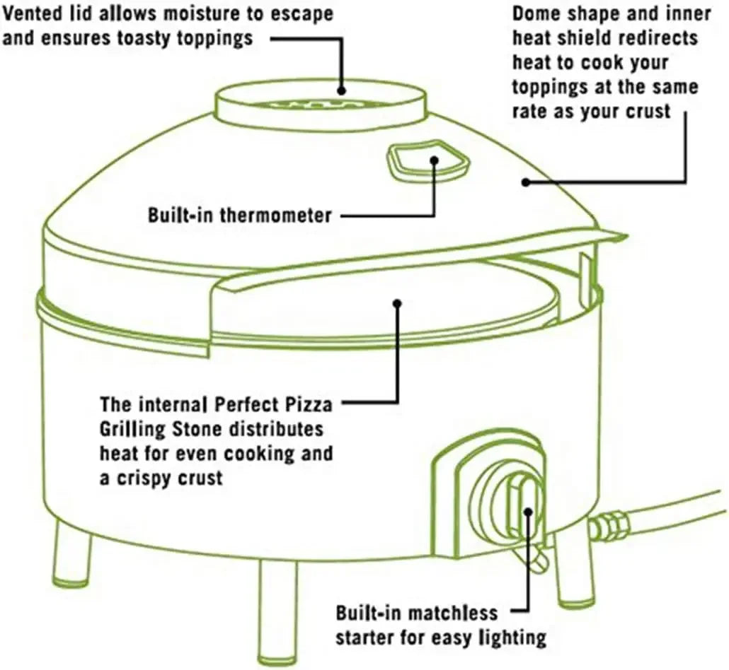 Pizzacraft Pizzeria Pronto Outdoor Pizza Oven, Lightweight, Portable & Safe On Any Surface, Black