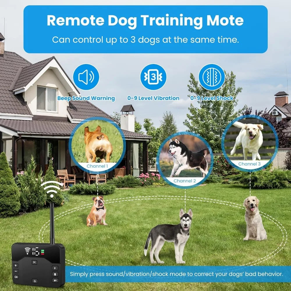 2-in-1 Wireless Electric Dog Fence & Training Collar