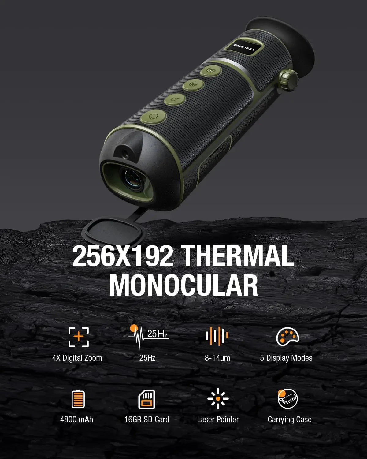 Teslong Thermal Monocular, 256x192 Thermal Imaging Monocular Handheld Infrared Thermal Scope, Weather-Resistant Thermal Vision Short Range Thermal Monocular for Hunting, Outdoor Camping, Travel