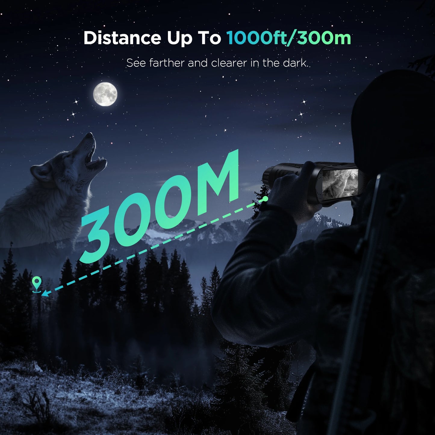 Rechargeable NightVision Telescope 4K UHD Infrared Telescope Camera Binocular Telescope 8X Zoom 300M for Hunting, Camping, Boating.