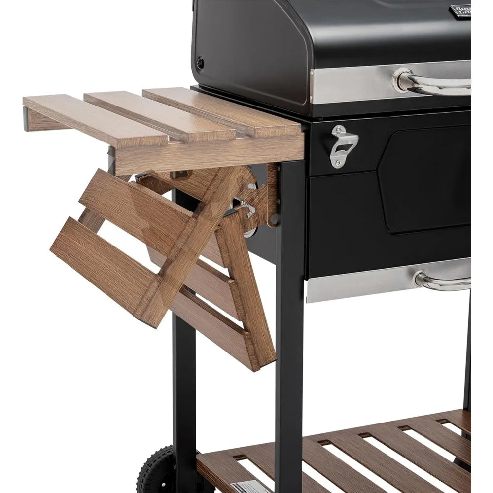 Royal Gourmet 24-Inch Charcoal Grill, BBQ Smoker with Handle and Folding Table