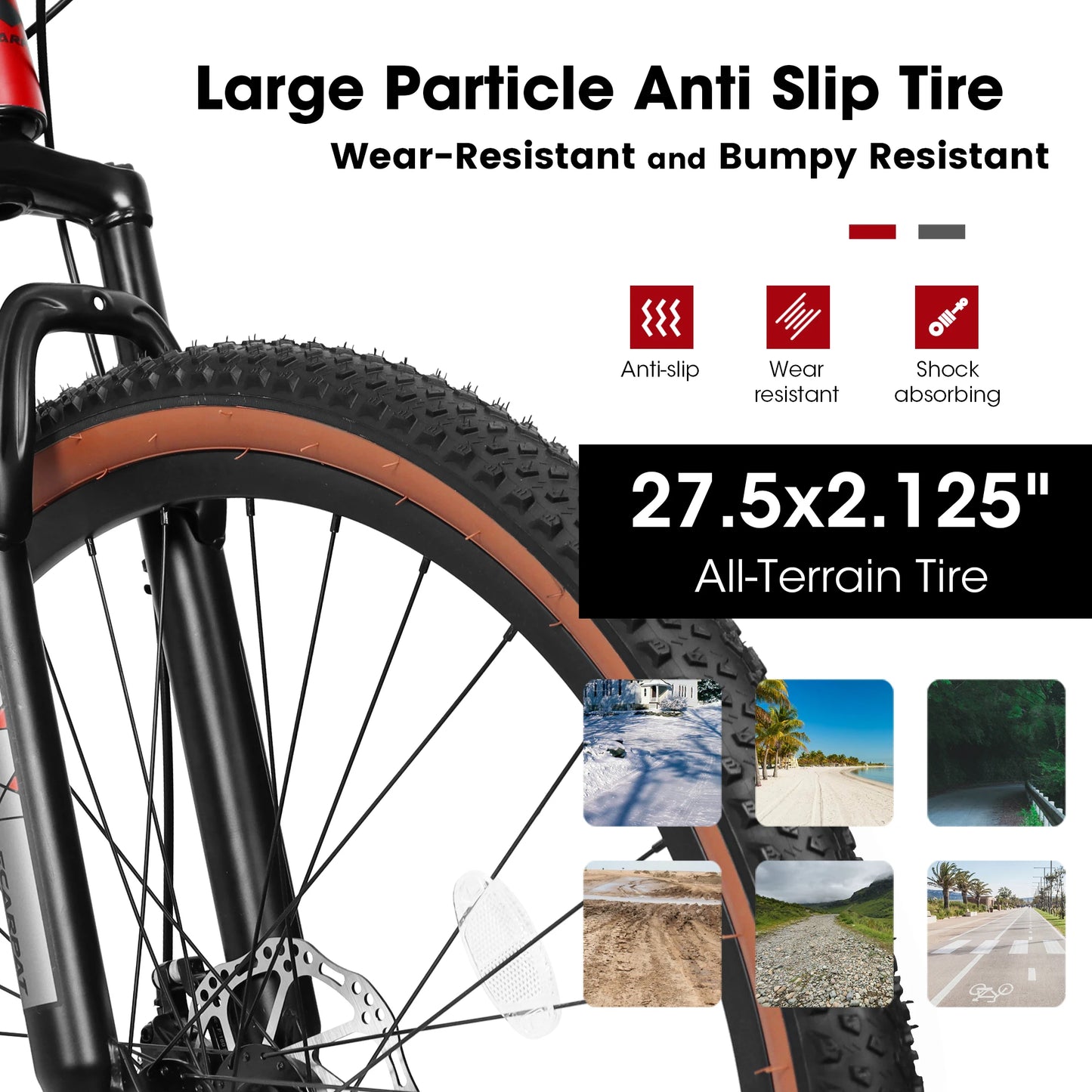 Ecarpat Mountain Bike 27.5 Inch Wheels, 21-Speed Mountain Bike, Aluminium Frame Disc Brakes Thumb Shifter Front Fork Bicycle