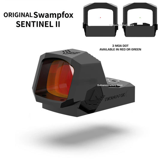 Swampfox SENTINEL II 1x20 3 MOA Red Dot Sight RMSc Footprint, Shake Awake, for Glock, SIG Sauer, Smith & Wesson, M&P, Shield Handguns