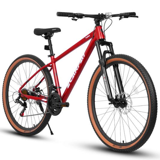 Ecarpat Mountain Bike 27.5 Inch Wheels, 21-Speed Mountain Bike, Aluminium Frame Disc Brakes Thumb Shifter Front Fork Bicycle