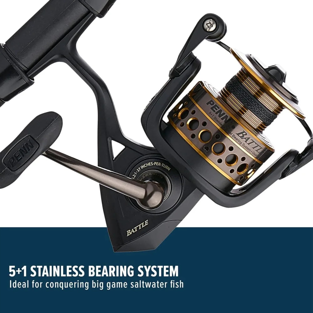 Battle Spinning Reel and Fishing Rod Combo