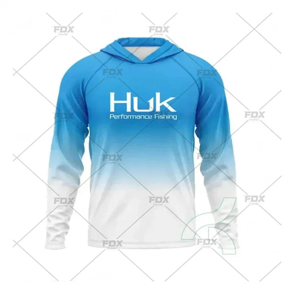 Huk Fishing Shirt UPF 50 Hooded Face Cover Fishing Clothes Summer Sun Protection Hoodie