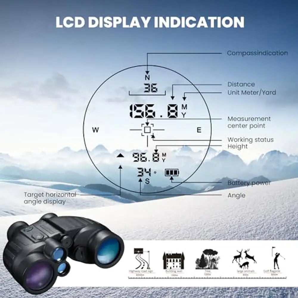 40mm HD Waterproof Rangefinder Binoculars with Electronic Compass & High Definition Coating