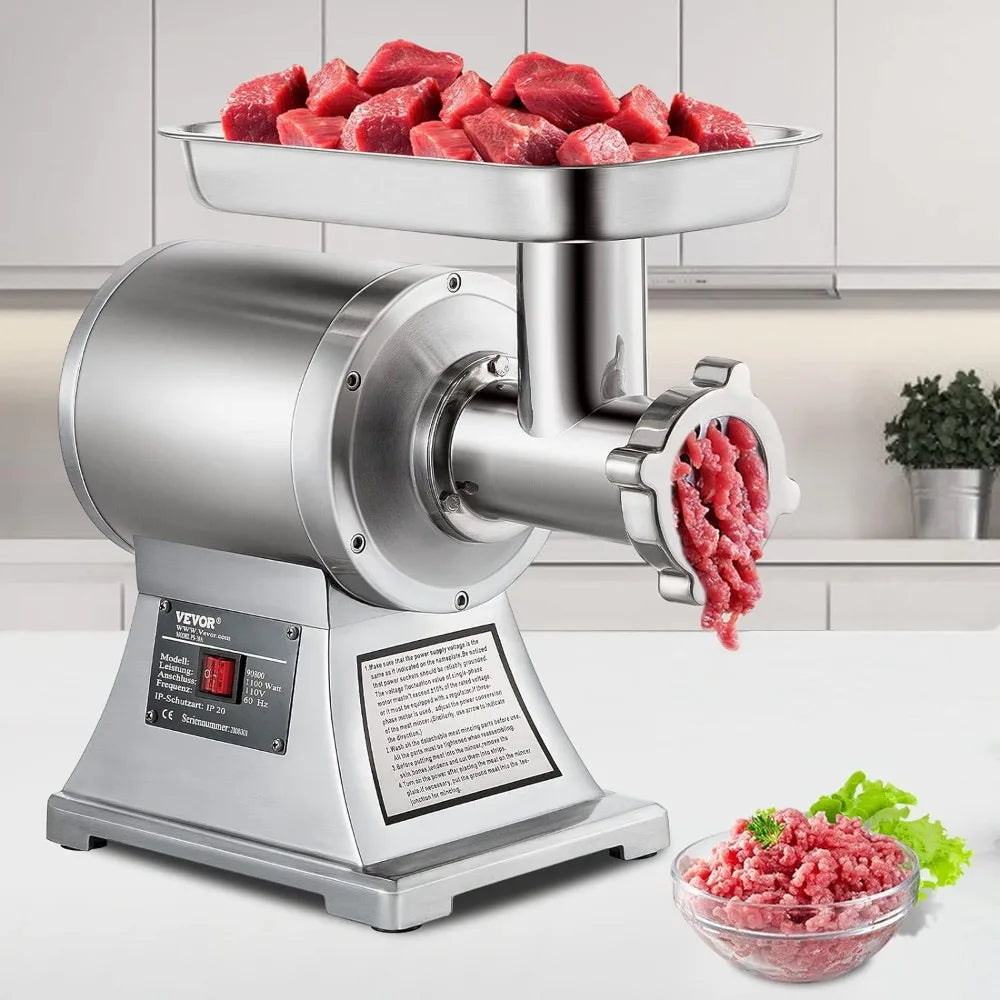 VEVOR Commercial Meat Grinder, 550LB/h 1100W Electric Meat Mincer, ETL Approved Heavy Duty Industrial Meat Mincer Machine