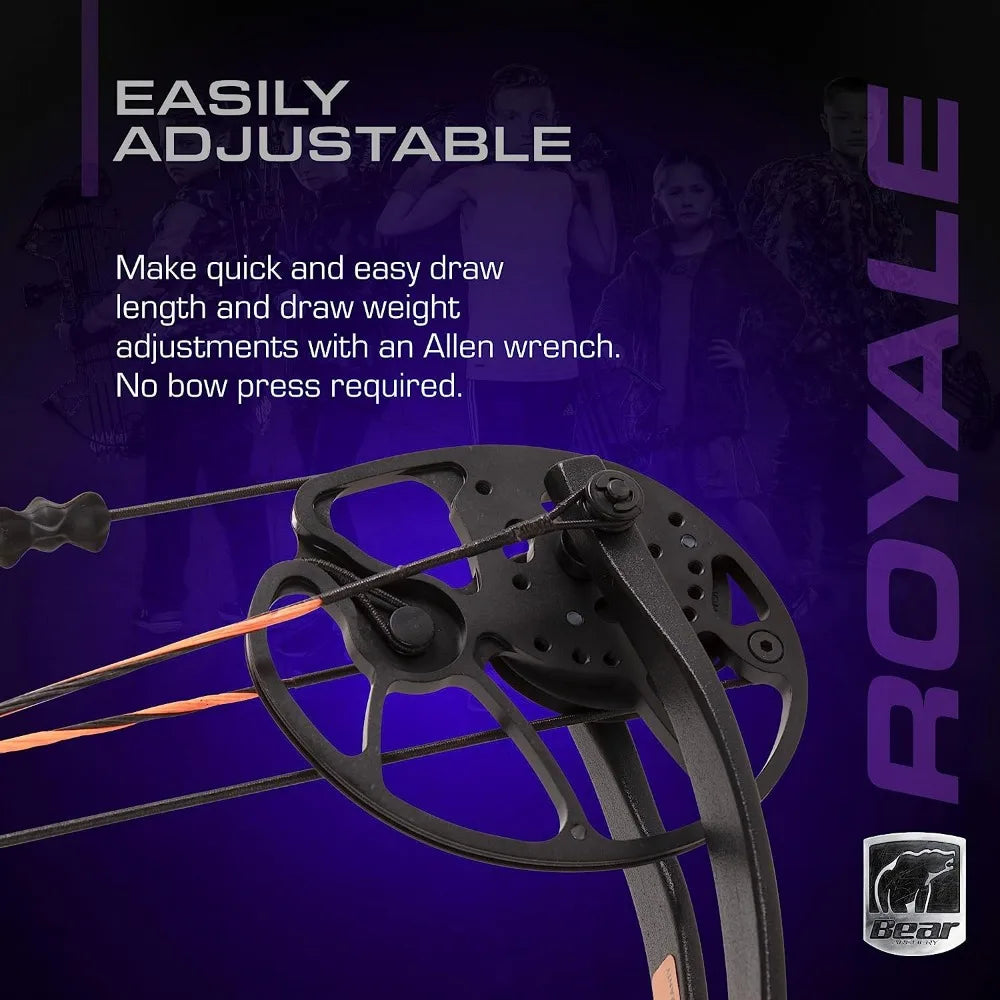 Royale Ready to Hunt Compound Bow Package for Adults and Youth, 12”- 27” Draw Length