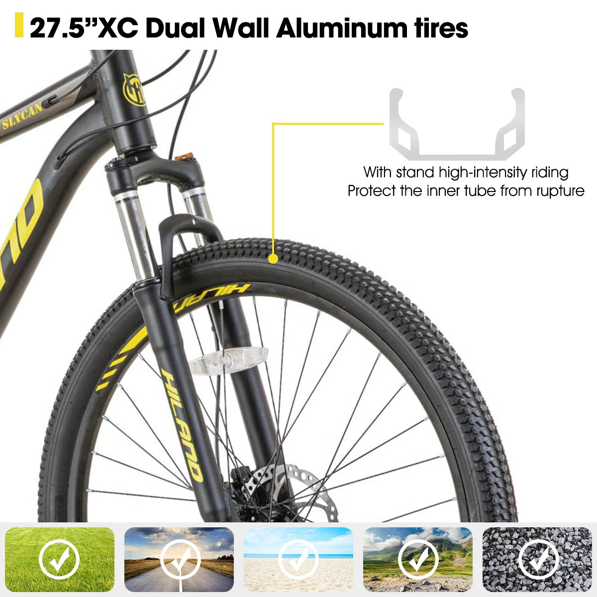 Hiland 27.5 inch Mountain Bike 21 Speeds, Lock-Out Suspension Fork, Aluminum 18 inch Frame Hydraulic Disc-Brake for Men / Women MTB Bicycle Adult