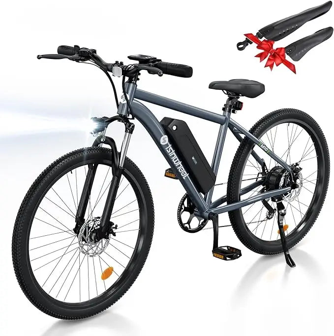 isinwheel M10 Electric Bike Adult 500W, 35-Speed Commuting Electric Mountain Bike 20MPH Max Range 55+ Miles, Removable Battery, Front Fork Suspension Lightweight Electric Bicycle