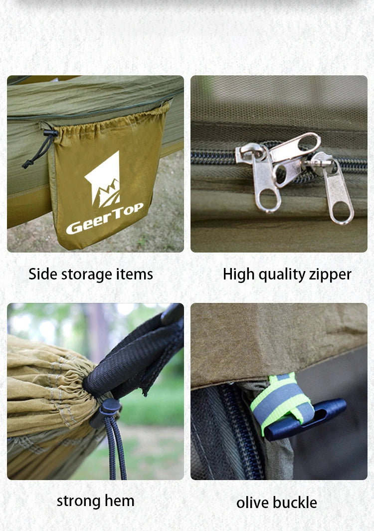 Geer Top Outdoor Swing Nylon Hammock Tent Waterproof Durable Anti Mosquito Hanging Hammock Outdoor Furniture Survival Camping Equipment